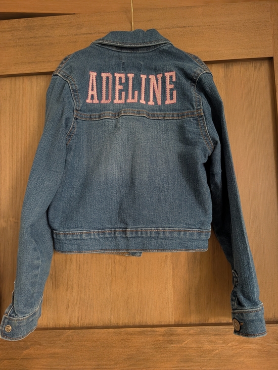 Place Other - Place Kids Blue Denim Jacket with Pink 'ADELINE' Lettering